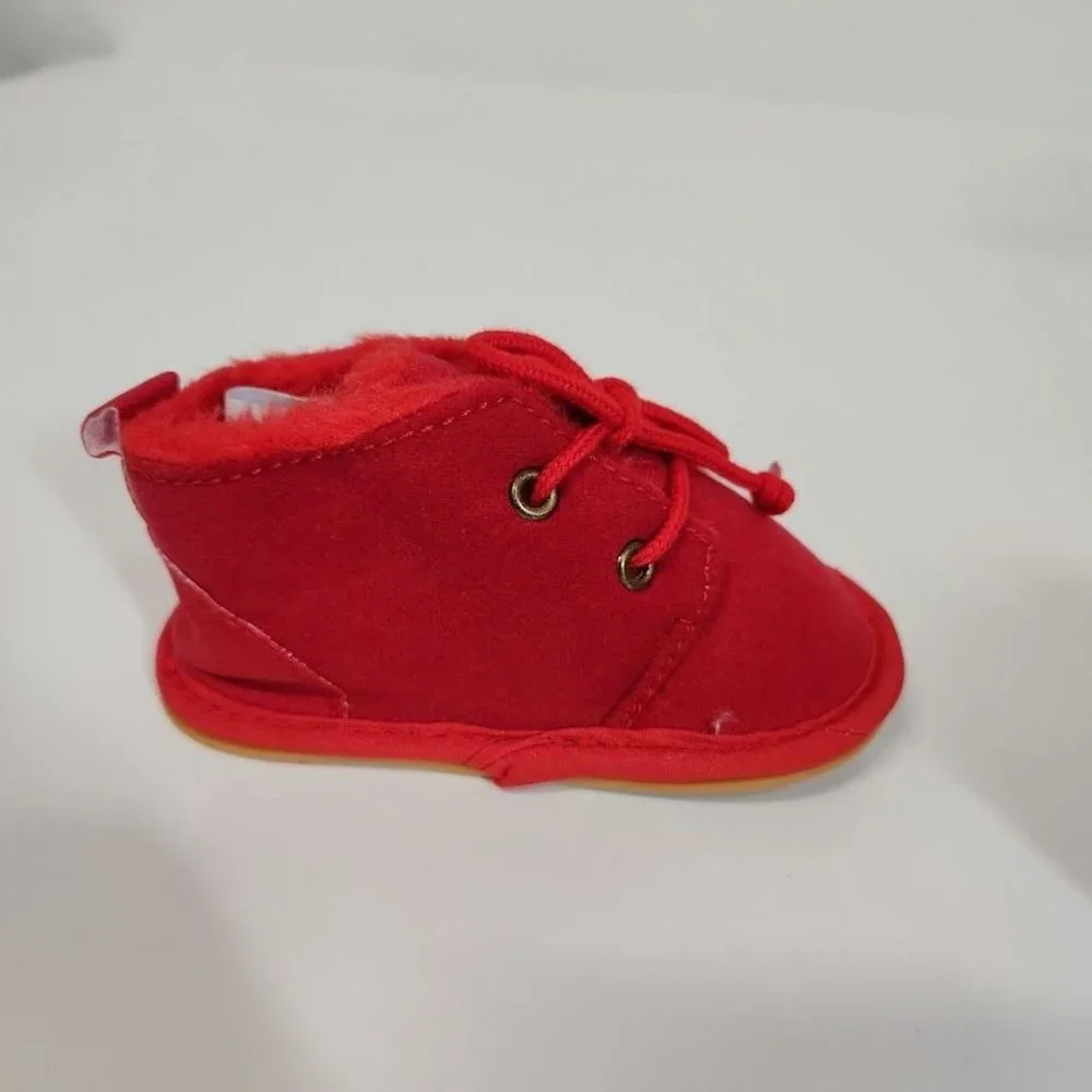 Baby Non-slip lace up booties in‎ red - Size 120mm (6-12 months)
